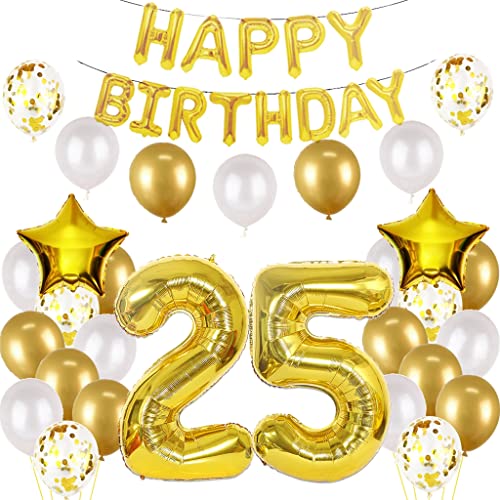 Luftballon 25. Geburtstag deko mann gold Folienballon 25 jahre Geburtstag dekoration gold Happy Birthday 25th deko 25 Geburtstag deko männer Geburtstagsdeko 25 Jahre Geburtstag Deko mann frau (25) von Oumezon