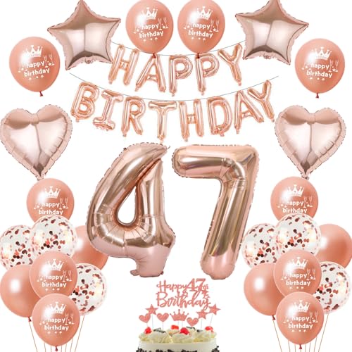 Luftballon 47. Geburtstag deko frau Rosegold Folienballon 47 jahre Geburtstag dekoration frauen Happy Birthday 47 Geburtstag deko frauen RoseGold Geburtstagsdeko 47 Jahre Geburtstag Deko frau(47) von Oumezon