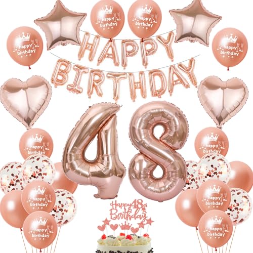Luftballon 48. Geburtstag deko frau Rosegold Folienballon 48 jahre Geburtstag dekoration frauen Happy Birthday 48 Geburtstag deko frauen RoseGold Geburtstagsdeko 48 Jahre Geburtstag Deko frau(48) von Oumezon