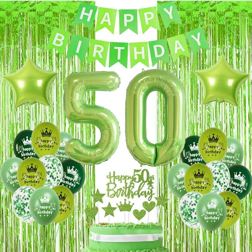 Luftballon 50 Salbeigrün, 50 Jahre Geburtstagsparty Dekoration Grün, Geburtstagsdeko 50 Jahre Mann, Grün 50. Frau Geburtstag Deko, Luftballon 50. Geburtstag Grün, 50 Party Dekoration Ballon von Oumezon