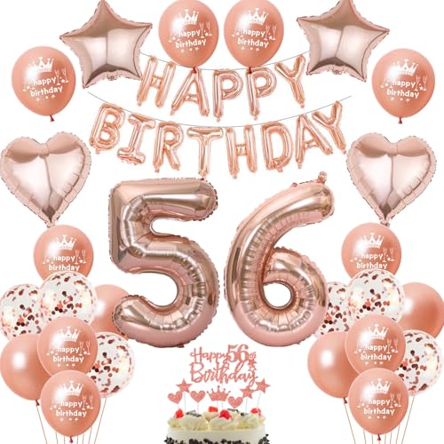 Luftballon 56. Geburtstag deko frau Rosegold Folienballon 56 jahre Geburtstag dekoration frauen Happy Birthday 56 Geburtstag deko frauen RoseGold Geburtstagsdeko 56 Jahre Geburtstag Deko frau(56) von Oumezon