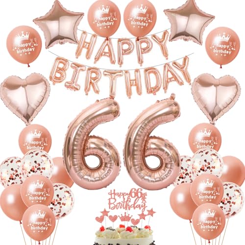 Luftballon 66. Geburtstag deko frau Rosegold Folienballon 66 jahre Geburtstag dekoration frauen Happy Birthday 66 Geburtstag deko frauen RoseGold Geburtstagsdeko 66 Jahre Geburtstag Deko frau(66) von Oumezon