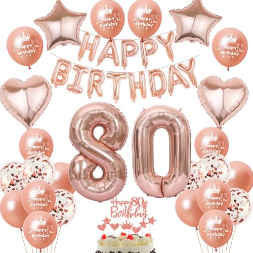 Luftballon 80. Geburtstag deko frau Rosegold Folienballon 80 jahre Geburtstag dekoration frauen Happy Birthday 80 Geburtstag deko frauen RoseGold Geburtstagsdeko 80 Jahre Geburtstag Deko frau(80) von Oumezon