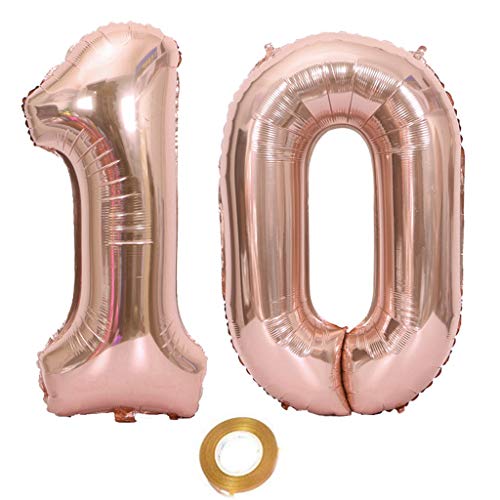Luftballons Zahl 10, Nummer 10 Luftballon Rosegold Mädchen Luftballons 10. Geburtstag Folienballon, Zahl 10 Rose Gold Nummer 10 Ballons Große 32 Zoll Riese Heliumfolie Ballon … von Oumezon