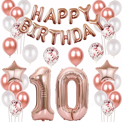 Luftballons 10. Geburtstag deko mädchen Rosegold Folienballon 10 jahre Geburtstag dekoration mädchen Happy Birthday 10 Geburtstag deko mädchen ballon 10 Geburtstagsdeko 10 Geburtstag mädchen deko(10) von Oumezon