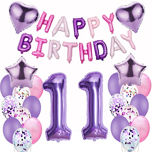 Luftballons 11. Geburtstag deko mädchen Lila Folienballon 11 jahre Geburtstag dekoration mädchen Happy Birthday 11 Geburtstag deko mädchen lila ballon 11 Geburtstagsdeko 11 Geburtstag mädchen von Oumezon