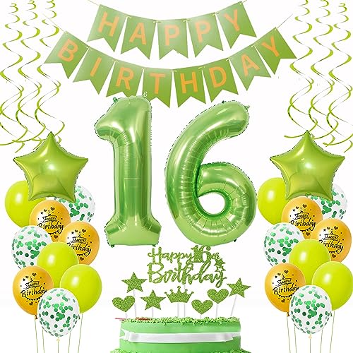 Luftballons 16. Geburtstag Deko Mädchen Junge Grün Gold, Geburtstagsdeko 16 Junge happy birthday 16 jahre Junge dekoration Grün Gold Tortendeko 16. Geburtstag Junge ballons 16 Geburtstag Junge Luftballons 16. Geburtstag Deko Mädchen Junge Grün Gold, Geburtstagsdeko 16 Junge happy birthday 16 jahre Junge dekoration Grün Gold Tortendeko 16. Geburtstag Junge ballons 16 Geburtstag Junge von Oumezon
