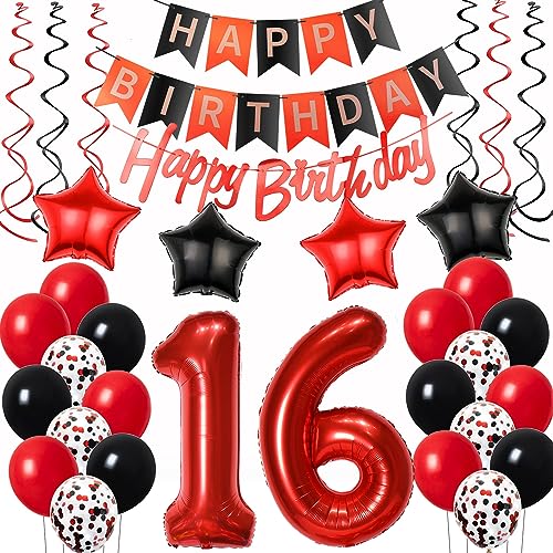 Luftballons 16. Geburtstag Deko Mädchen Rot Schwarz, Geburtstagsdeko 16 jahre Mädchen happy birthday 16 Mädchen dekoration Rot deko 16. Geburtstag Mädchen Schwarz ballons 16 Geburtstag Mädchen Luftballons 16. Geburtstag Deko Mädchen Rot Schwarz, Geburtstagsdeko 16 jahre Mädchen happy birthday 16 Mädchen dekoration Rot deko 16. Geburtstag Mädchen Schwarz ballons 16 Geburtstag Mädchen von Oumezon