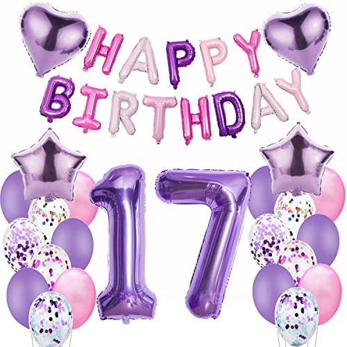 Luftballons 17. Geburtstag deko mädchen Lila Folienballon 17 jahre Geburtstag dekoration mädchen Happy Birthday 17 Geburtstag deko mädchen lila ballon 17 Geburtstagsdeko 17 Geburtstag mädchen von Oumezon