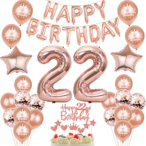 Luftballons 22. Geburtstag deko frau Rosegold Folienballon 22 jahre Geburtstag dekoration frauen Happy Birthday 22 Geburtstag deko frau Rosegold ballon 22 Geburtstagsdeko 22 Geburtstag frau deko (22) von Oumezon