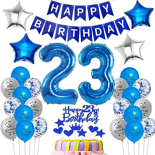 Luftballons 23 Geburtstag Mann deko blau, Geburtstagsdeko 23 Jahre Mann Dekoration, Ballon 23. Geburtstag Männer blau, Deko 23. Geburtstag Luftballons,Tortendeko 23. Geburtstag Mann kuchen deko von Oumezon