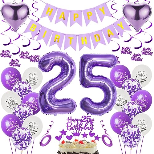 Luftballons 25. Geburtstag Dekoration Lila 25. Geburtstag Deko Frauen Lila Folienballon 25 Jahre Geburtstag Ballon 25.Geburtstag Deko Lila Frau 25 Geburtstag Lila Deko 25. Lila Tortendeko von Oumezon