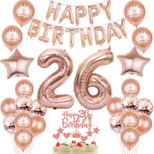 Luftballons 26. Geburtstag deko frau Rosegold Folienballon 26 jahre Geburtstag dekoration frauen Happy Birthday 26 Geburtstag deko frau Rosegold ballon 26 Geburtstagsdeko 26 Geburtstag frau deko (26) von Oumezon
