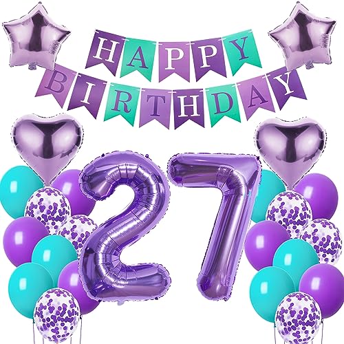 Luftballons 27. Geburtstag Frauen deko Lila Geburtstagsdeko 27 jahre Frauen Geburtstag dekoration 27 Happy Birthday deko 27. Geburtstag Frauen lila Folienballon 27 Geburtstag Frau ballon lila von Oumezon