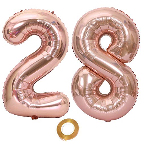 Luftballons Zahl 28 rosegold Nummer 28 Luftballon 28 Rosegold Folienballon 28. Geburtstag deko frauen, 32 Zoll Große Ballon Zahl 28 Riese Heliumfolie 28 jahre Geburtstag deko frau Mädchen von Oumezon