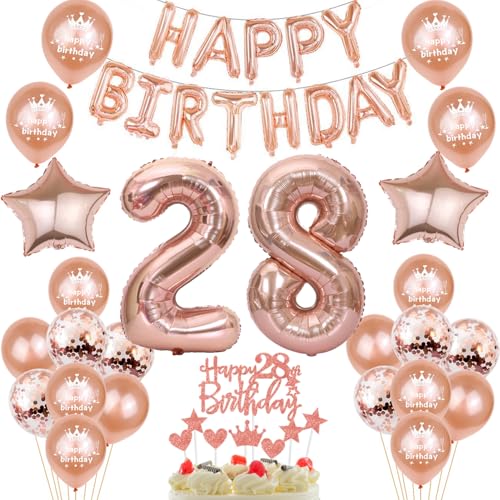 Luftballons 28. Geburtstag deko frau Rosegold Folienballon 28 jahre Geburtstag dekoration frauen Happy Birthday 28 Geburtstag deko frau Rosegold ballon 28 Geburtstagsdeko 28 Geburtstag frau deko (28) von Oumezon
