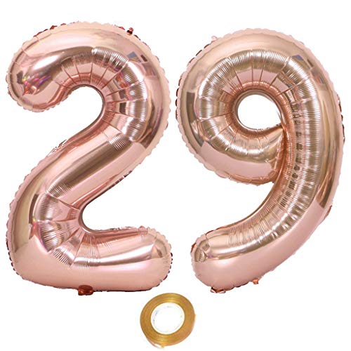 Luftballons Zahl 29 rosegold Nummer 29 Luftballon 29 Rosegold Folienballon 29. Geburtstag deko frauen, 32 Zoll Große Ballon Zahl 29 Riese Heliumfolie 29 jahre Geburtstag deko frau Mädchen von Oumezon