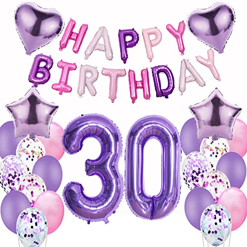 Luftballons 30. Geburtstag deko frauen Lila Folienballon 30 jahre Geburtstag dekoration frau Happy Birthday 30 Geburtstag deko mädchen lila ballon 30 Geburtstagsdeko 30 Geburtstag frauen deko von Oumezon