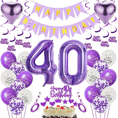 Luftballons 40. Geburtstag Dekoration Lila 40. Geburtstag Deko Frauen Lila Folienballon 40 Jahre Geburtstag Ballon 40.Geburtstag Deko Lila Frau 40 Geburtstag Lila Deko 40. Lila Tortendeko von Oumezon
