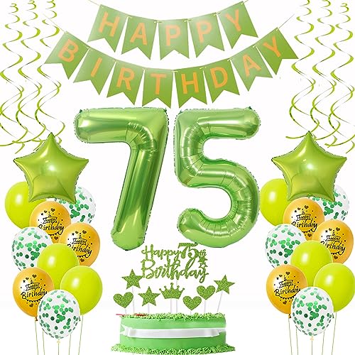 Luftballons 75. Geburtstag Deko Frauen Mann Grün Gold, Geburtstagsdeko 75 Mann happy birthday 75 jahre Männer dekoration Grün Gold Tortendeko 75. Geburtstag Mann ballons 75 Geburtstag Mann von Oumezon