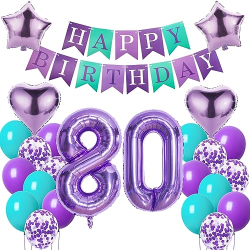 Luftballons 80. Geburtstag Frauen deko Lila Geburtstagsdeko 80 jahre Frauen Geburtstag dekoration 80 Happy Birthday deko 80. Geburtstag Frauen lila Folienballon 80 Geburtstag Frau ballon lila von Oumezon