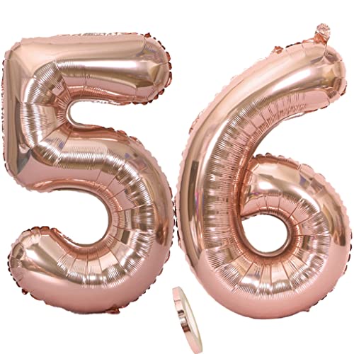 Luftballons Zahl 56 rosegold Nummer 56 Luftballon 56 Rosegold Folienballon 56. Geburtstag deko frauen, 32 Zoll Große Ballon Zahl 56 Riese Heliumfolie 56 jahre Geburtstag deko frau damen von Oumezon