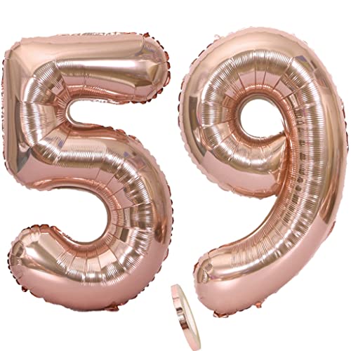 Luftballons Zahl 59 rosegold Nummer 59 Luftballon 59 Rosegold Folienballon 59. Geburtstag deko frauen, 32 Zoll Große Ballon Zahl 59 Riese Heliumfolie 59 jahre Geburtstag deko frau damen von Oumezon