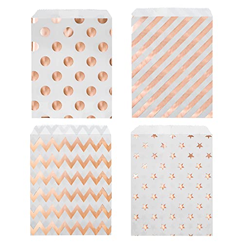 Oumezon 100 Stück rosegold Papiertüten rosegold Geschenktüten Papier rosegold Papiertüten Candy Bar süßigkeiten tüten Papier Candy Bar Tüten Hochzeit,Candy Bar Tüten, Süssigkeiten Beutel von Oumezon