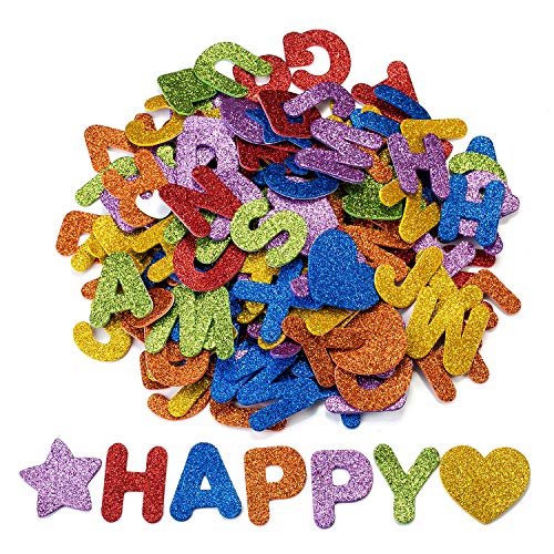 Oumezon 168 Stück Moosgummi Buchstaben Glitter Schaumstoff Aufkleber Buchstaben Sticker Selbstklebend Buchstaben Aufkleber Klebebuchstaben Glitter Alphabet Sticker für Kinder DIY Handwerk von Oumezon