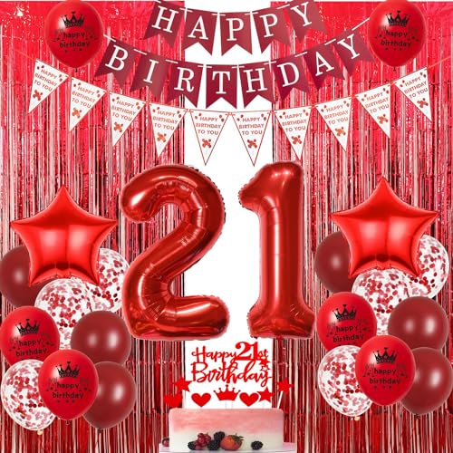Rot 21. Geburtstagsdeko,Rot 21 Jahre Luftballons Frau,Lametta Vorhänge 21. Geburtstag Rot,Ballon 21. Geburtstag Frau,Party Vorhang für 21. Geburtstag Rot,21. Luftschlangen Dekoration Frau Rot 21. Geburtstagsdeko,Rot 21 Jahre Luftballons Frau,Lametta Vorhänge 21. Geburtstag Rot,Ballon 21. Geburtstag Frau,Party Vorhang für 21. Geburtstag Rot,21. Luftschlangen Dekoration Frau von Oumezon