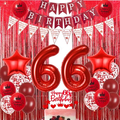 Rot 66. Geburtstagsdeko,Rot 66 Jahre Luftballons Frau,Lametta Vorhänge 66. Geburtstag Rot,Ballon 66. Geburtstag Frau,Party Vorhang für 66. Geburtstag Rot,66. Luftschlangen Dekoration Frau Rot 66. Geburtstagsdeko,Rot 66 Jahre Luftballons Frau,Lametta Vorhänge 66. Geburtstag Rot,Ballon 66. Geburtstag Frau,Party Vorhang für 66. Geburtstag Rot,66. Luftschlangen Dekoration Frau von Oumezon