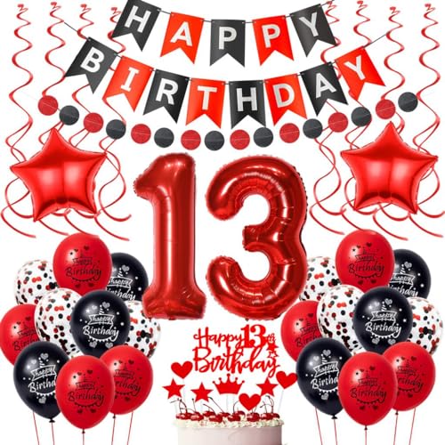 Rot Schwarz 13. Geburtstag Deko,Luftballon 13. Geburtstag Mädchen,13 Geburtstag Deko Schwarzes,Rot Tortendeko 13. Geburtstag Dekoration,Mädchen 13 Jahre Geburtstagsdeko,Schwarz Rot 13. Ballon Rot Schwarz 13. Geburtstag Deko,Luftballon 13. Geburtstag Mädchen,13 Geburtstag Deko Schwarzes,Rot Tortendeko 13. Geburtstag Dekoration,Mädchen 13 Jahre Geburtstagsdeko,Schwarz Rot 13. Ballon von Oumezon