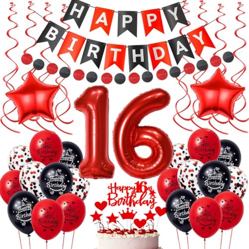 Rot Schwarz 16. Geburtstag Deko,Luftballon 16. Geburtstag Mädchen,16 Geburtstag Deko Schwarzes,Rot Tortendeko 16. Geburtstag Dekoration,Mädchen 16 Jahre Geburtstagsdeko,Schwarz Rot 16. Ballon Rot Schwarz 16. Geburtstag Deko,Luftballon 16. Geburtstag Mädchen,16 Geburtstag Deko Schwarzes,Rot Tortendeko 16. Geburtstag Dekoration,Mädchen 16 Jahre Geburtstagsdeko,Schwarz Rot 16. Ballon von Oumezon