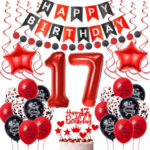 Rot Schwarz 17. Geburtstag Deko,Luftballon 17. Geburtstag Mädchen,17 Geburtstag Deko Schwarzes,Rot Tortendeko 17. Geburtstag Dekoration,Mädchen 17 Jahre Geburtstagsdeko,Schwarz Rot 17. Ballon Rot Schwarz 17. Geburtstag Deko,Luftballon 17. Geburtstag Mädchen,17 Geburtstag Deko Schwarzes,Rot Tortendeko 17. Geburtstag Dekoration,Mädchen 17 Jahre Geburtstagsdeko,Schwarz Rot 17. Ballon von Oumezon