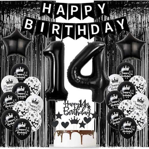 Schwarz 14 Jahre Geburtstag Dekoration,Schwarz Luftballon 14. Geburtstag Deko,Schwarz Lametta Vorhang,Deko 14. Geburtstag Junge Mädchen,Schwarz 14. Geburtstag Party Vorhänge Foto Hintergrund Schwarz 14 Jahre Geburtstag Dekoration,Schwarz Luftballon 14. Geburtstag Deko,Schwarz Lametta Vorhang,Deko 14. Geburtstag Junge Mädchen,Schwarz 14. Geburtstag Party Vorhänge Foto Hintergrund von Oumezon