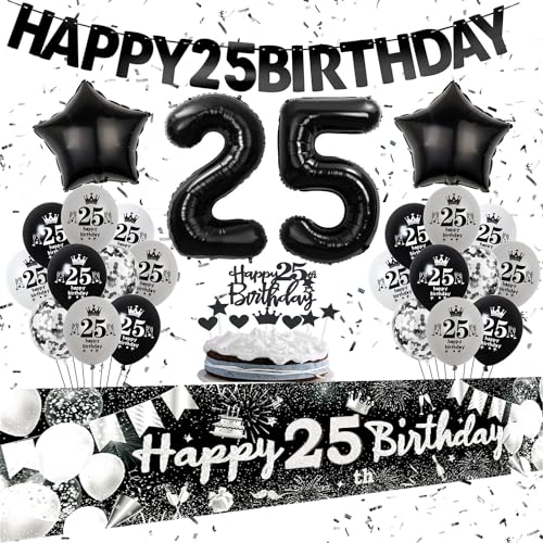 Schwarz 25 Geburtstag Party Dekoration, Schwarz 25 Geburtstag Dekoration Mann Frau, Schwarz Luftballon 25. Geburtstag Dekoration, 25 Jahr Geburtstag Hintergrund Banner,Tortendeko 25 Geburtstag Schwarz 25 Geburtstag Party Dekoration, Schwarz 25 Geburtstag Dekoration Mann Frau, Schwarz Luftballon 25. Geburtstag Dekoration, 25 Jahr Geburtstag Hintergrund Banner,Tortendeko 25 Geburtstag von Oumezon