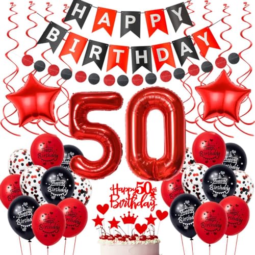 Oumezon Schwarz Rot 50. Geburtstagsdeko: Luftballons, Banner, Hängedeko, Tortendeko & mehr für den 50. Geburtstag von Frau oder Mann Oumezon Schwarz Rot 50. Geburtstagsdeko: Luftballons, Banner, Hängedeko, Tortendeko & mehr für den 50. Geburtstag von Frau oder Mann von Oumezon