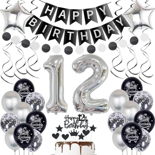 Silber 12. Geburtstag Dekoration Luftballon 12 Jahre Junge Mädchen Geburtstagsdeko 12 Jahre Junge Schwarz Ballon 12 Geburtstag Deko Schwarz Silber Mädchen Junge 12 Geburtstag Tortendeko Silber 12. Geburtstag Dekoration Luftballon 12 Jahre Junge Mädchen Geburtstagsdeko 12 Jahre Junge Schwarz Ballon 12 Geburtstag Deko Schwarz Silber Mädchen Junge 12 Geburtstag Tortendeko von Oumezon