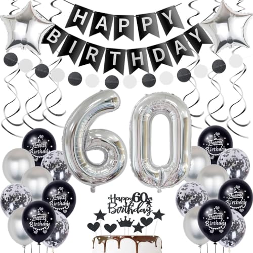 Silber Luftballon 60. Geburtstag Deko, 60. Geburtstag Dekoration Schwarz Silber, Frau Mann 60 Jahre Geburtstagsdeko, 60 Jahre Männer Frau Ballon, Schwarz Silber 60. Geburtstag Party ballons Silber Luftballon 60. Geburtstag Deko, 60. Geburtstag Dekoration Schwarz Silber, Frau Mann 60 Jahre Geburtstagsdeko, 60 Jahre Männer Frau Ballon, Schwarz Silber 60. Geburtstag Party ballons von Oumezon