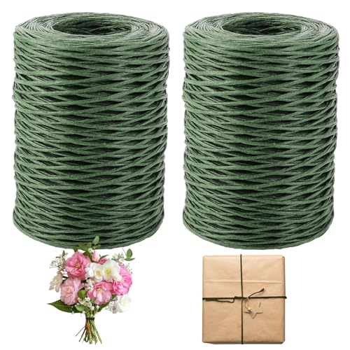 Oungy 2 Stück Papierdraht zum Basteln, 200 m Papierdraht Natur Grün, Basteln Papierkordel 2 mm, Paketschnur, Bast zum Häkeln, Papiergarn zum Häkeln, für Hochzeitsstrauß Verpackung, Blumenges, und DIY Oungy 2 Stück Papierdraht zum Basteln, 200 m Papierdraht Natur Grün, Basteln Papierkordel 2 mm, Paketschnur, Bast zum Häkeln, Papiergarn zum Häkeln, für Hochzeitsstrauß Verpackung, Blumenges, und DIY von Oungy