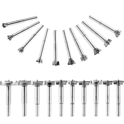 Oungy 20tlg Forstnerbohrer Set Ø10-40mm, Forstnerbohrer 35mm mit Zentrierspitz, Forstnerbohrer 40mm für Holz und Hartholz, Hartmetall Forstnerbohrer Bosch, Topfbohrer mit Rundschaft, Silber Oungy 20tlg Forstnerbohrer Set Ø10-40mm, Forstnerbohrer 35mm mit Zentrierspitz, Forstnerbohrer 40mm für Holz und Hartholz, Hartmetall Forstnerbohrer Bosch, Topfbohrer mit Rundschaft, Silber von Oungy