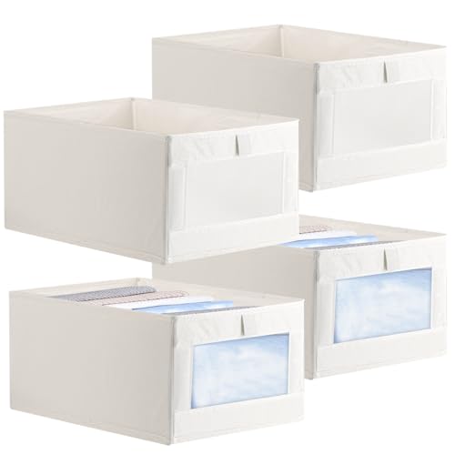 Oungy 4 Stück Aufbewahrungsbox Stoff Kleiderschrank Organizer mit Transparent Fenster 40x28x17cm Aufbewahrungsbox Kleiderschrank mit Griff, Schrank Organizer Kleiderschrank für Hosen T-Shirts Pullover Oungy 4 Stück Aufbewahrungsbox Stoff Kleiderschrank Organizer mit Transparent Fenster 40x28x17cm Aufbewahrungsbox Kleiderschrank mit Griff, Schrank Organizer Kleiderschrank für Hosen T-Shirts Pullover von Oungy