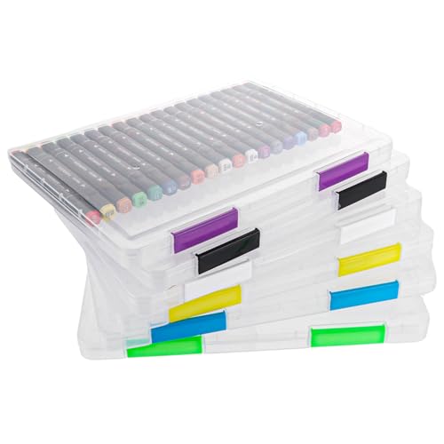Oungy 6 Stück Tragbare Archivbox A4, Stapelbare Dokumentenbox A4, Aktenbox Kunststoff Transparent, Archivboxen, Papier Aufbewahrung, Dokumenten Organizer für Dokumente A4-papier, Briefe, Sammelalben von Oungy