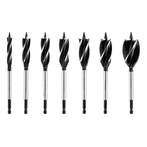 Oungy 7 Stück Holzbohrer Set Holz, Schlangenbohrer Set mit Sechskantschaft, Schneller Schnitt Holzbohrer 12mm, Holzbohrer 20mm für Metall, Holz und Kunststoff, inkl 10mm,16mm,18mm,20mm,22mm,25mm,35mm Oungy 7 Stück Holzbohrer Set Holz, Schlangenbohrer Set mit Sechskantschaft, Schneller Schnitt Holzbohrer 12mm, Holzbohrer 20mm für Metall, Holz und Kunststoff, inkl 10mm,16mm,18mm,20mm,22mm,25mm,35mm von Oungy