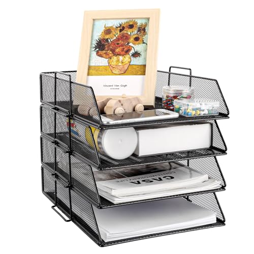 Oungy Briefablage A4 Stapelbare Briefkorb Metall Schwarz mit 4 Ebenen, Büroablage Dokumentenablage A4 Desktop Organizer, Stapelbare Aktenablage A4 Stapelbar, Ablagefächer Schreibtisch für Büro, Schule Oungy Briefablage A4 Stapelbare Briefkorb Metall Schwarz mit 4 Ebenen, Büroablage Dokumentenablage A4 Desktop Organizer, Stapelbare Aktenablage A4 Stapelbar, Ablagefächer Schreibtisch für Büro, Schule von Oungy