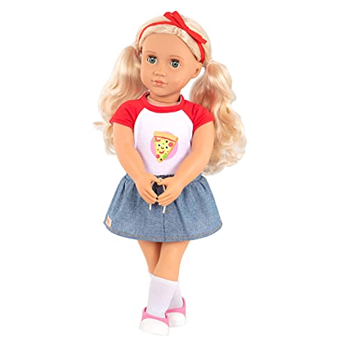 Our Generation – 46 cm Puppe – Pizza T-Shirt, Rock, Haarband und mehr – Blondes Haar & grüne Augen – Puppenzubehör – Spielzeug für Kinder ab 3 Jahren – Jolene von Our Generation