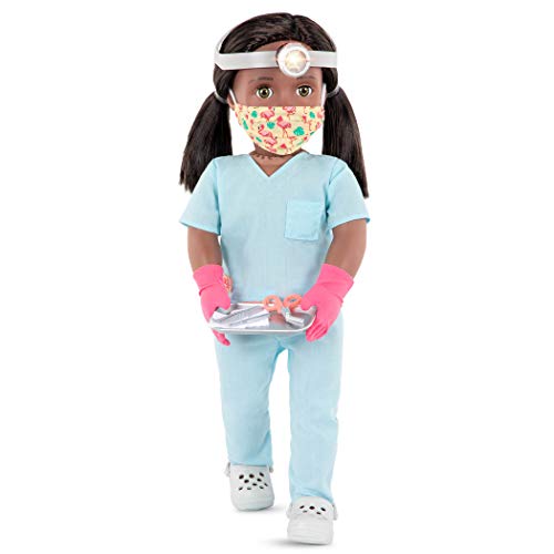 Our Generation 70.31320Z BD31320Z Surgeon Cierra – 46 cm Puppe mit Arztkleidung, Puppenzubehör und schwarzen Langen Haaren zum Frisieren – Kinder Spielzeug ab 3 Jahren-45444 HCM Kinzel, Mehrfarbig von Our Generation