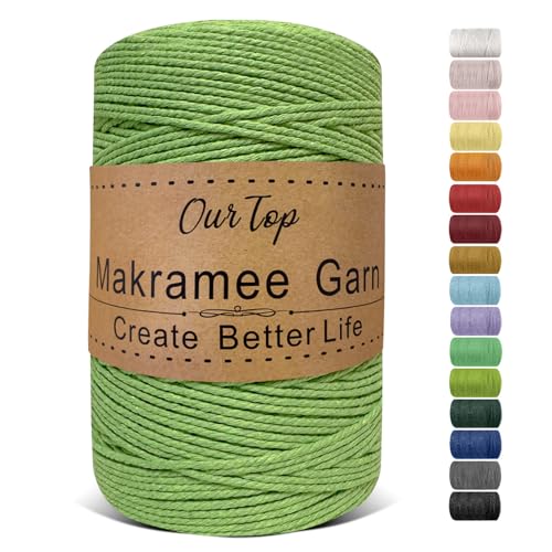 OurTop Premium Makramee Garn Grün, 2mm x 500m Macrame Cord Makramee Schnur Makramee Kordel, Garn für DIY Handwerk, Weben Dekoration, Hängepflanze Pflanze Aufhänger OurTop Premium Makramee Garn Grün, 2mm x 500m Macrame Cord Makramee Schnur Makramee Kordel, Garn für DIY Handwerk, Weben Dekoration, Hängepflanze Pflanze Aufhänger von OurTop