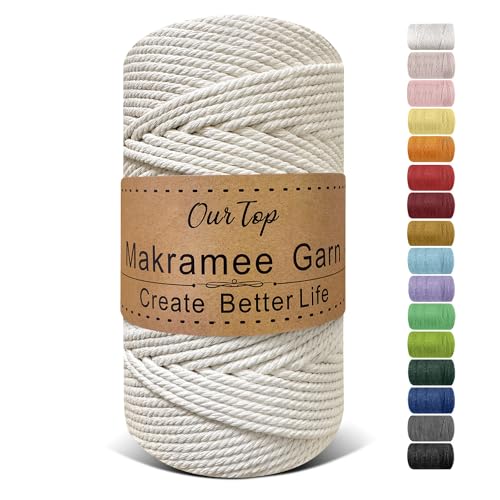 OurTop Premium Makramee Garn Natur, 5mm x 110m Macrame Cord Makramee Schnur Makramee Kordel, Garn für DIY Handwerk, Weben Dekoration, Hängepflanze Pflanze Aufhänger von OurTop