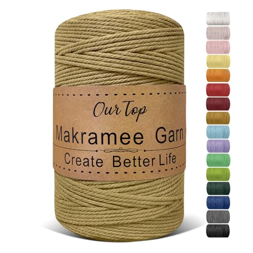 OurTop Premium Makramee Garn Salbei, 3mm x 300m Macrame Cord Makramee Schnur Makramee Kordel, Garn für DIY Handwerk, Weben Dekoration, Hängepflanze Pflanze Aufhänger von OurTop